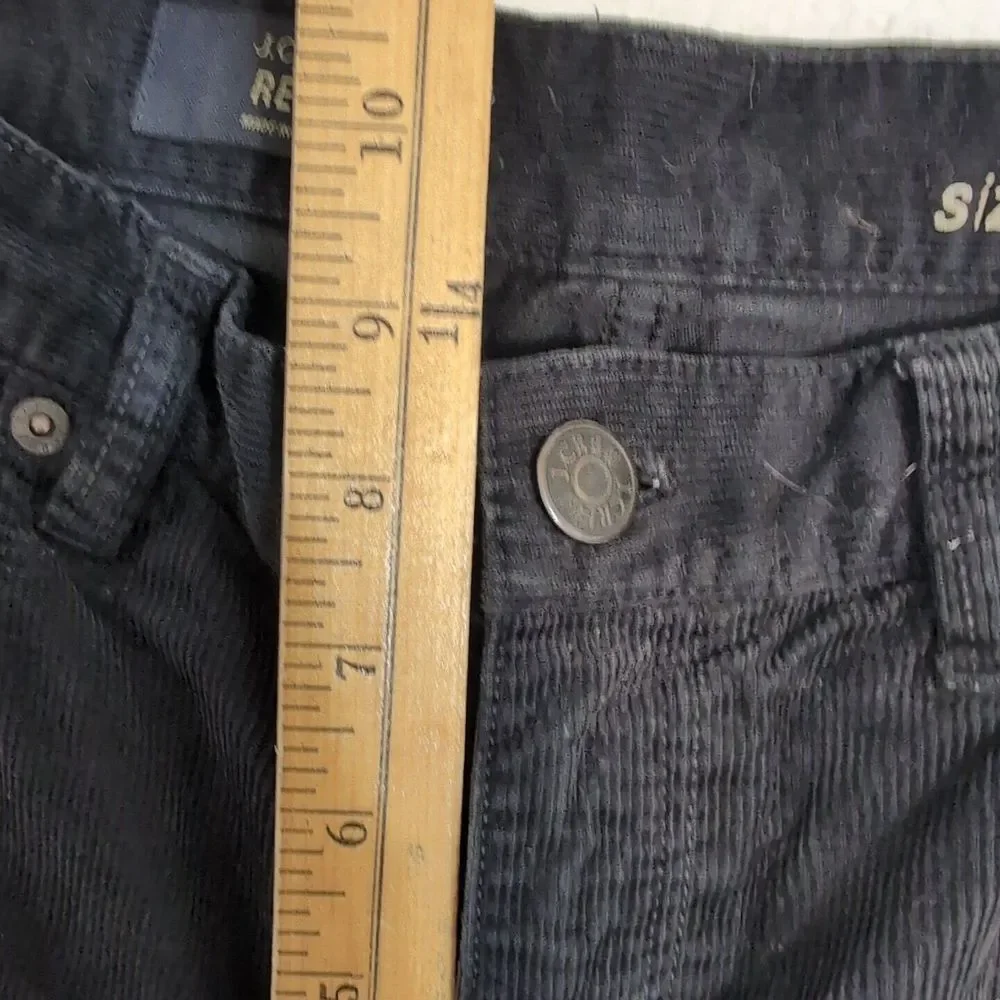J. CREW Reid Fit Black Corduroy Straight Leg Skinny Pants Size‎ 29R X 32 Stretch